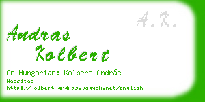 andras kolbert business card